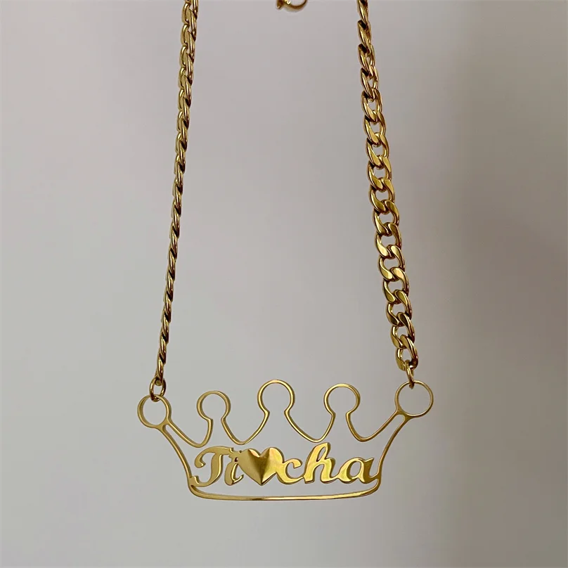 

Wholesale Price Stainless Steel Gold Plated Jewelry Personalized Nameplate Custom Name Necklace