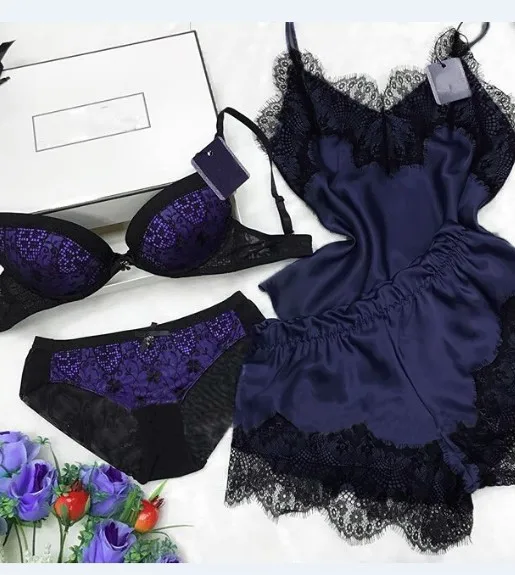 

Sexy Lingerie Camisole Bow Shorts V-Neck Tops Velvet Pajamas Sleepwear Pajama Sets Femme Sexy Lace Lingerie, White, black, wine red, dark blue, light blue