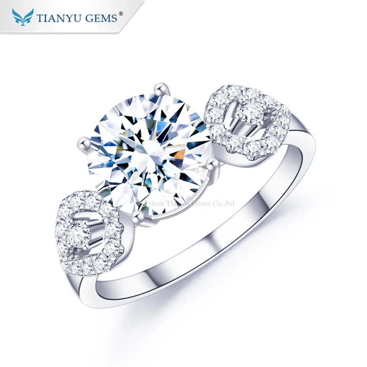 

Tianyu gems popular wedding jewelry stock 3ct moissanite pure gold ring for women