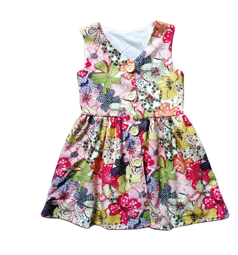 

Short sleeves kids floral skirts baby girls' casual dresses children summer dress, As picture