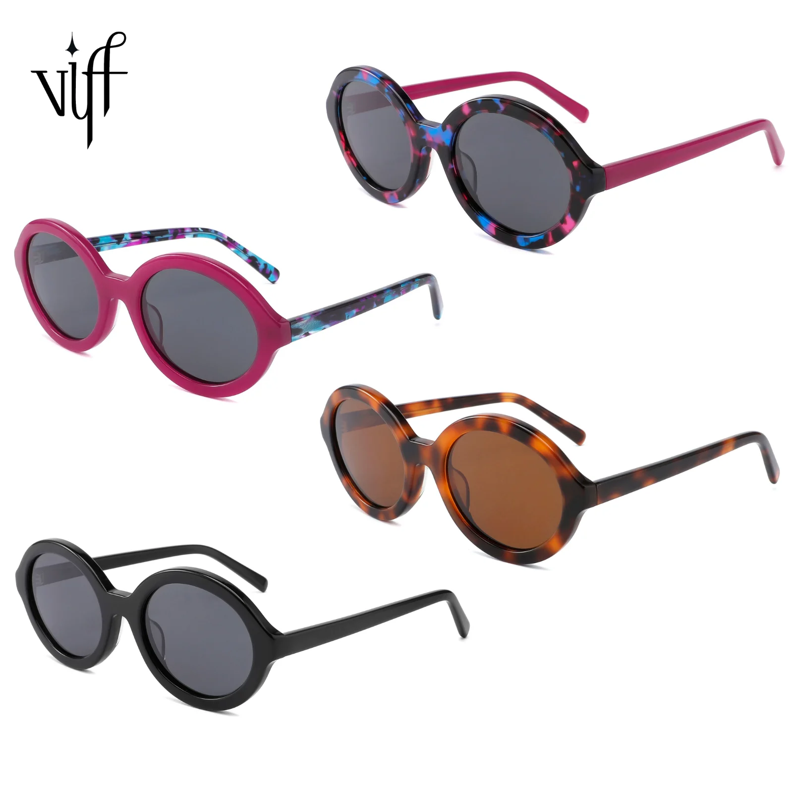 

VIFF FG1234 Acetate Round Oval Shape Handmade Eyeglasses Unisex High Quality Manufactures Fashion Sunglasses 2021