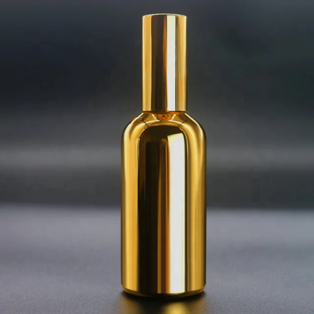 

Fuyun Quick Shipping Wholesale Luxury Empty Round 100ml Sliding Gold Refillable Glass Perfume Spray Pump Bottles