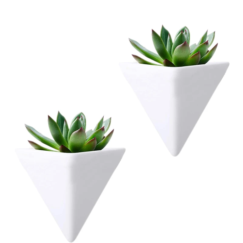 

2022 wholesale cheap white nursery small triangle hanging floating wall mounted decorative garden flower pots, Gray, white, multicolor