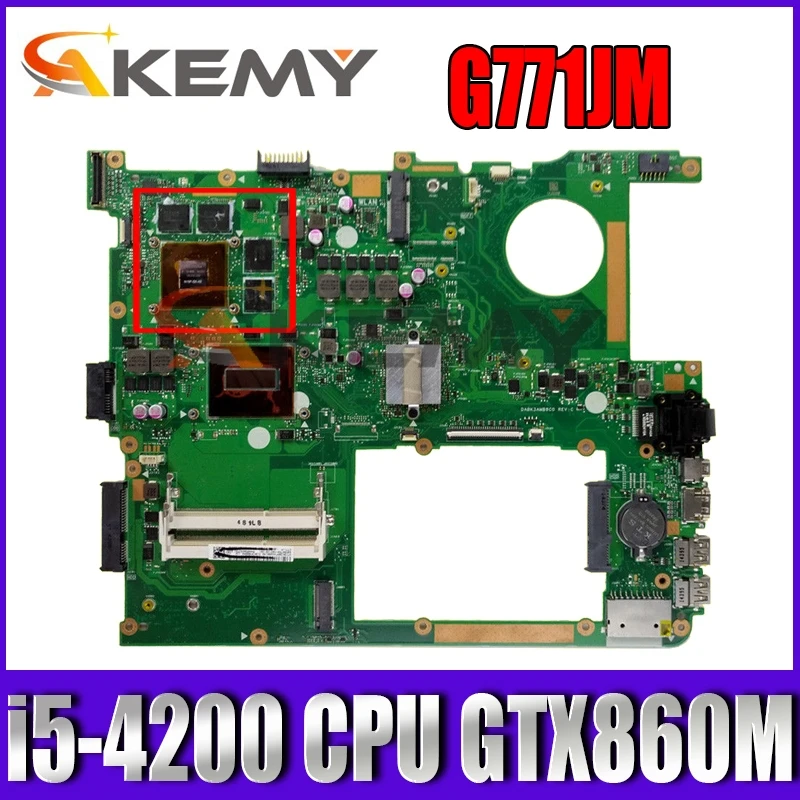 

G771JM HM86 With i5-4200 CPU GTX860M 4GB N15P-GX-A2 Mainboard REV 2.0 For ASUS G771 G771JM Laptop motherboard 100%Tested Working