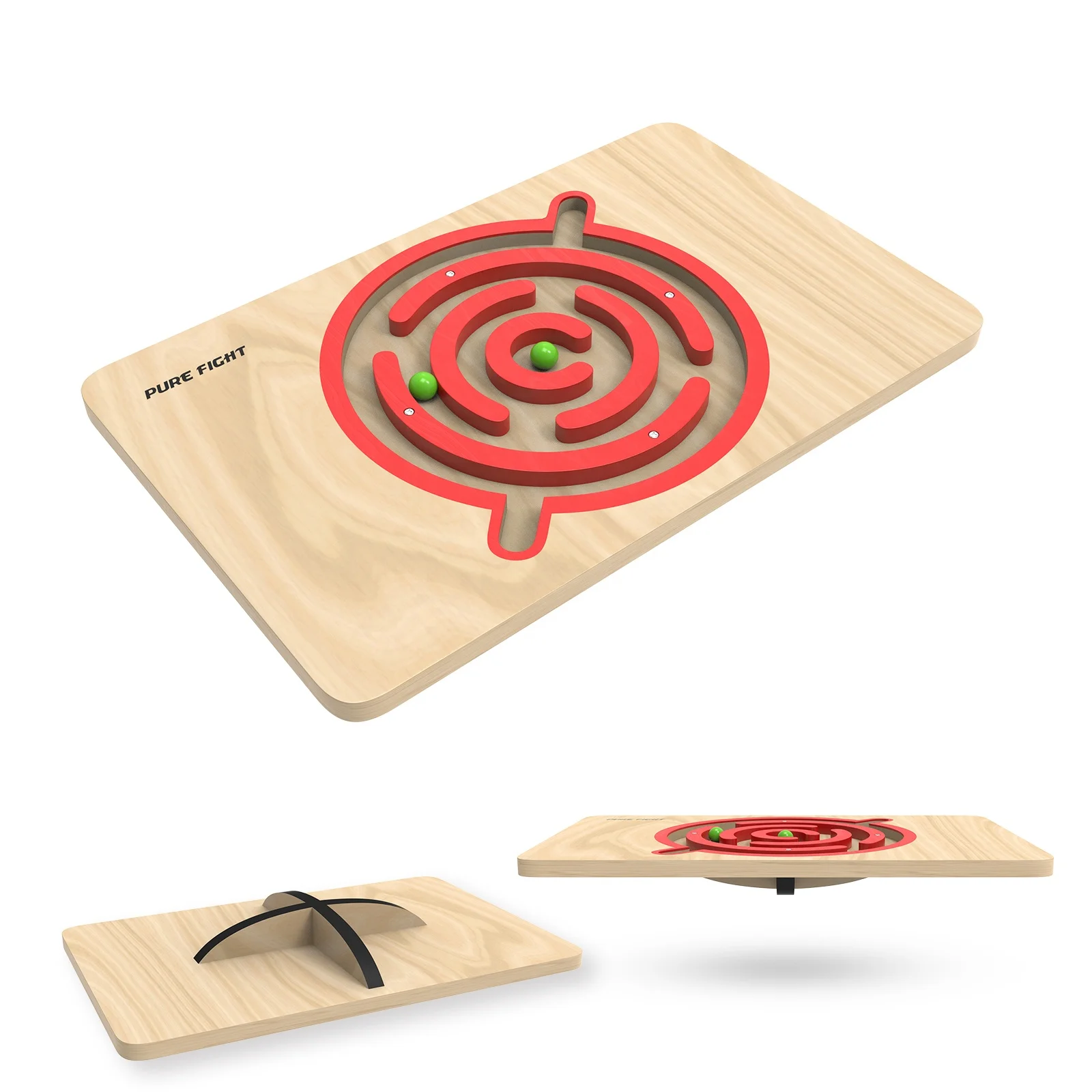 

eco friendly High Quality Kids Indoor Playing Sports Toys Maze Game Wooden Balance Board with Ball, Wood color