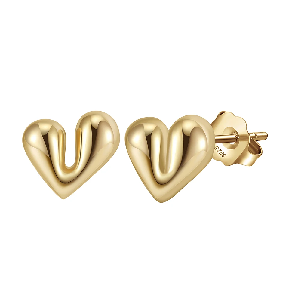 APE70 RINNTIN Cartilage Helix Piercing Jewelry 14K Gold Plated Solid 925 Sterling Silver Heart Stud Earrings for Women Girls