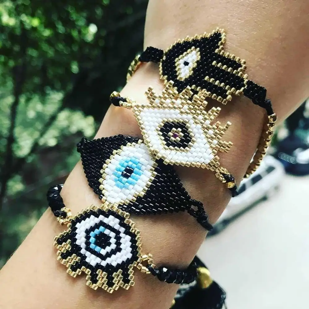 

LS-A1730 Delica MIYUKI Bracelet Turkish Evil eye Bracelets Women Eye Tassel Pulseras Mujer 2020 Loom Woven Summer Beach Jewelry