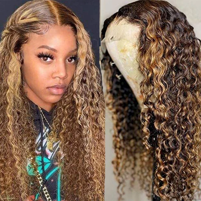 

Wholesale Cheap Price Raw Virgin Brazilian Water Curly Wave Human Hair Wigs Cuticle Aligned 13x6 HD Transparent Lace Front Wigs, Natural color lace wig