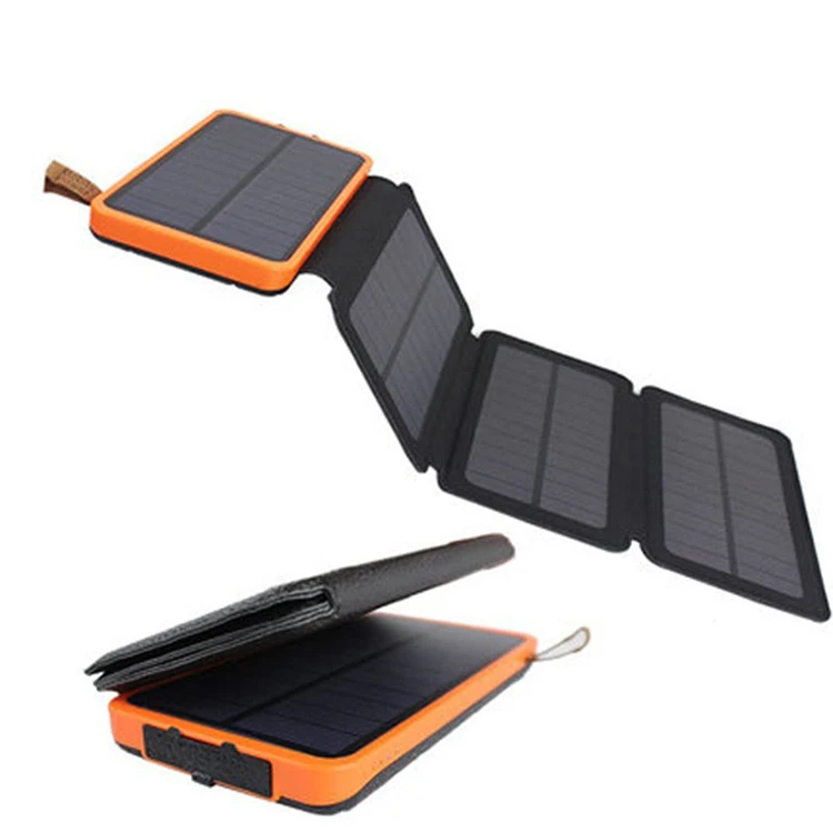 

2022 Popular Portable 20000 mAh solar power bank 10000 mAh capacity fast charge folding outdoor power bank for travel