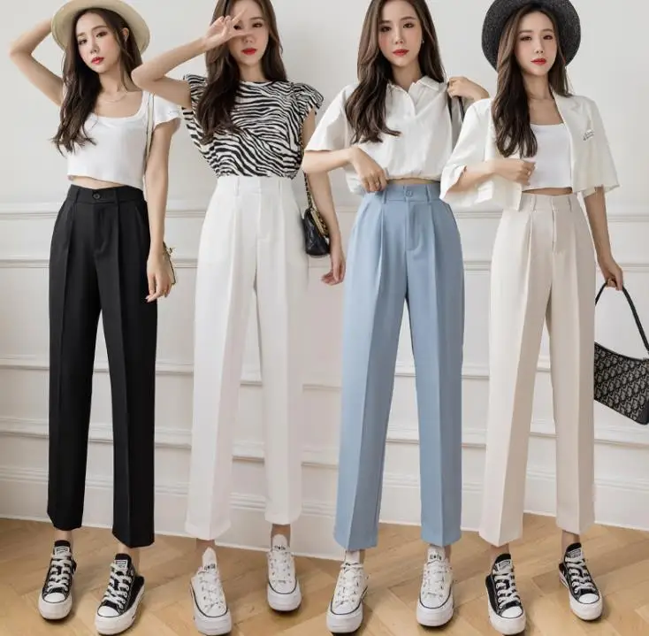 

zm12503f 2021 New fashion pant women Korean version leisure high waist trousers women's casual dress pants