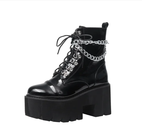 

2020 new design winter boots Wedge Latest Ladies lace-up platform outsole ankle western, As picture show or customized