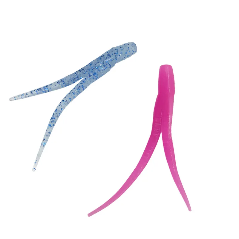 

fishing lure wholesales soft lure 55mm 0.6g double two tails soft worm, 6 colors