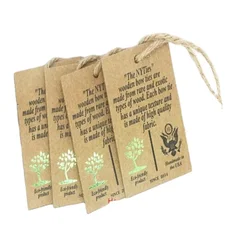 Customized printed brown kraft paper tags recycled paper hang tags for garments
