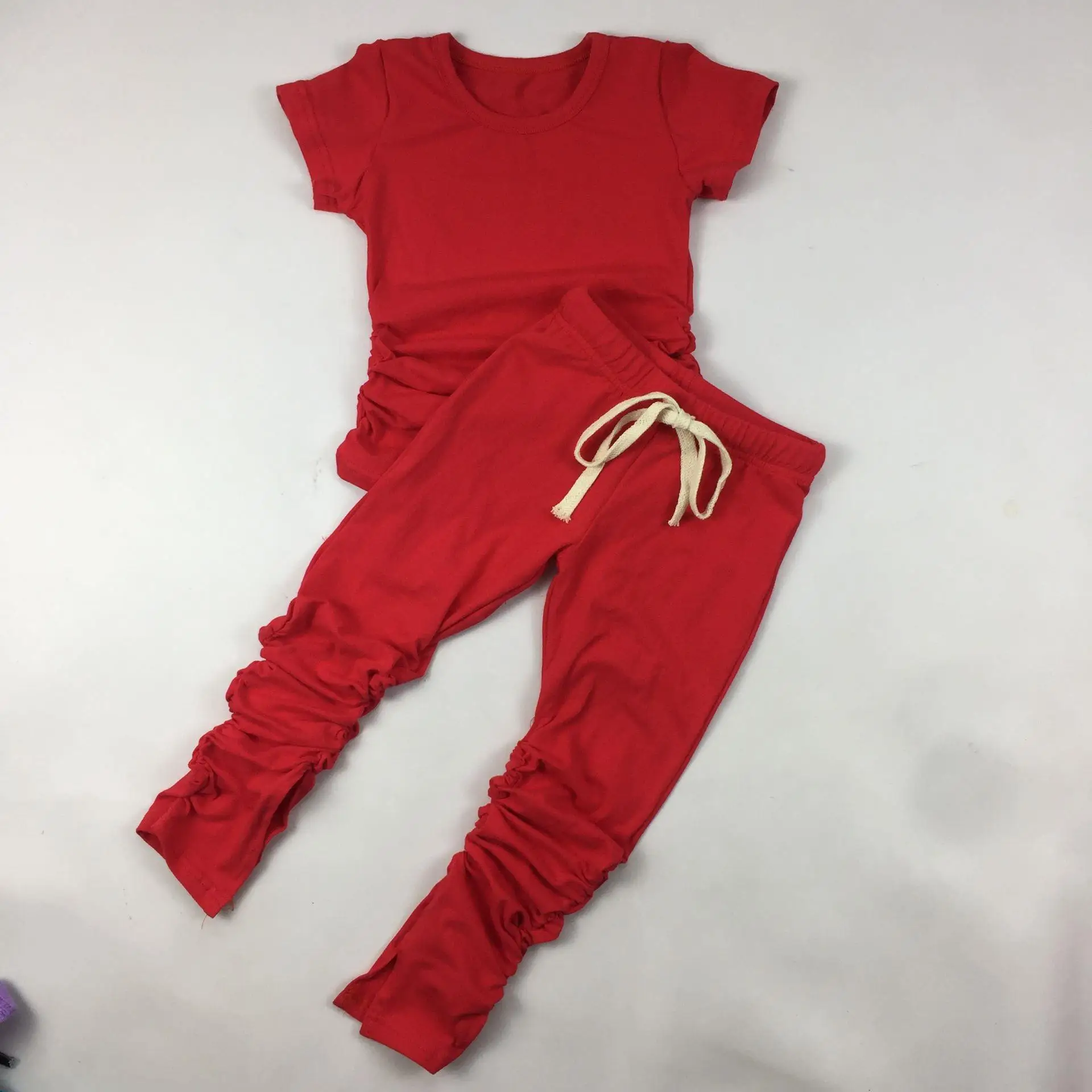 Rts Multi Colors Kids Stacked Pants Baby Girls Sets Sportswear Joggers