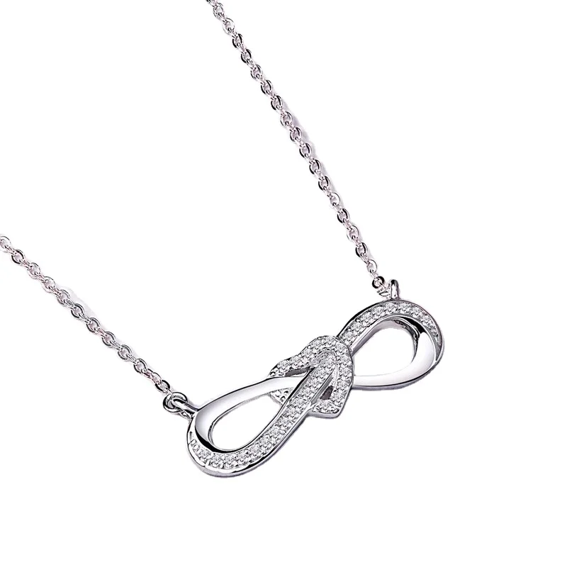 

Simple Genuine Infinity Love Clear Heart Cz 925 Sterling Silver Chain Necklace Women