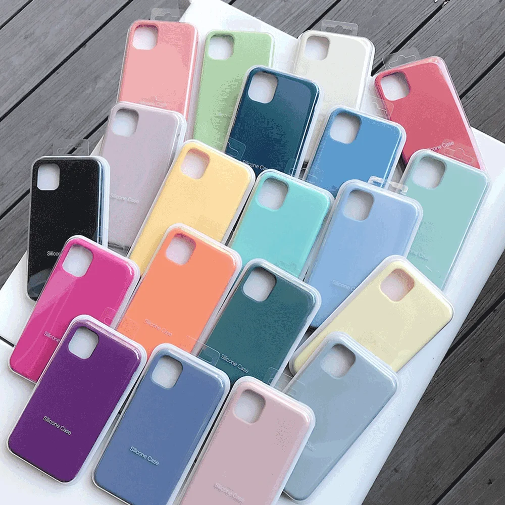 

for iPhone Apple 12 Silicone Case With Customized Logo Liquid Silicone Cover Fiber Inside Silicon Back Cover for iPhone 11 SE 13, 64 colors for choose