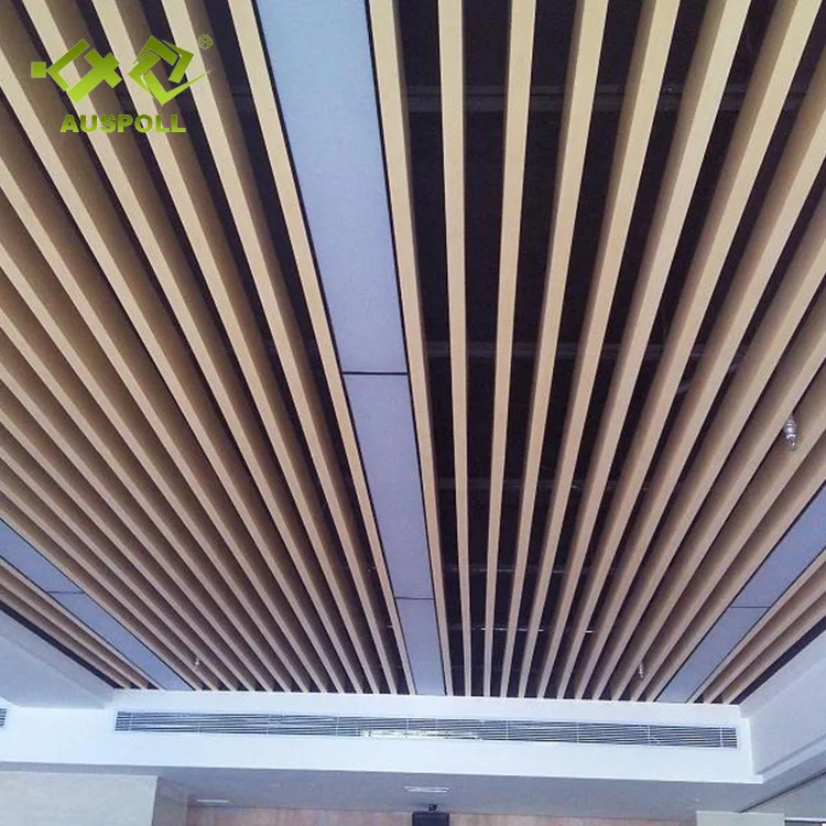 
Interior Decoration False Aluminum Wooden Profile Square Tube Baffle Ceiling For Station 