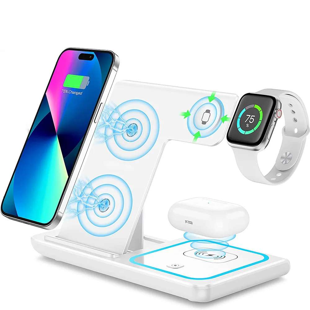 

Portable Desktop Mobile Phone Wireless Charger Station 3In1 4 3 In One 3 In 1 Folding Magnetic Foldable 10W 15W Wireless Charger