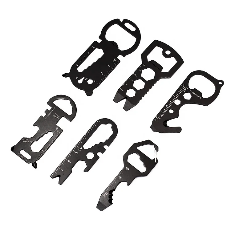 

Wholesale stainless steel multi tools card outdoor bottle opener keychains edc tool, Black