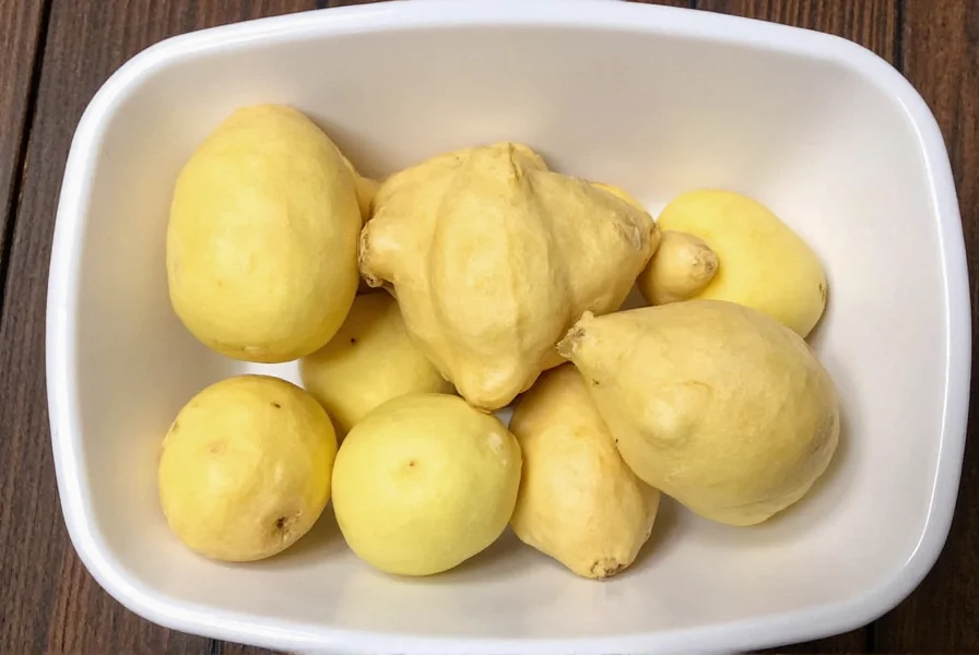 Properly frozen ginger slices in storage container