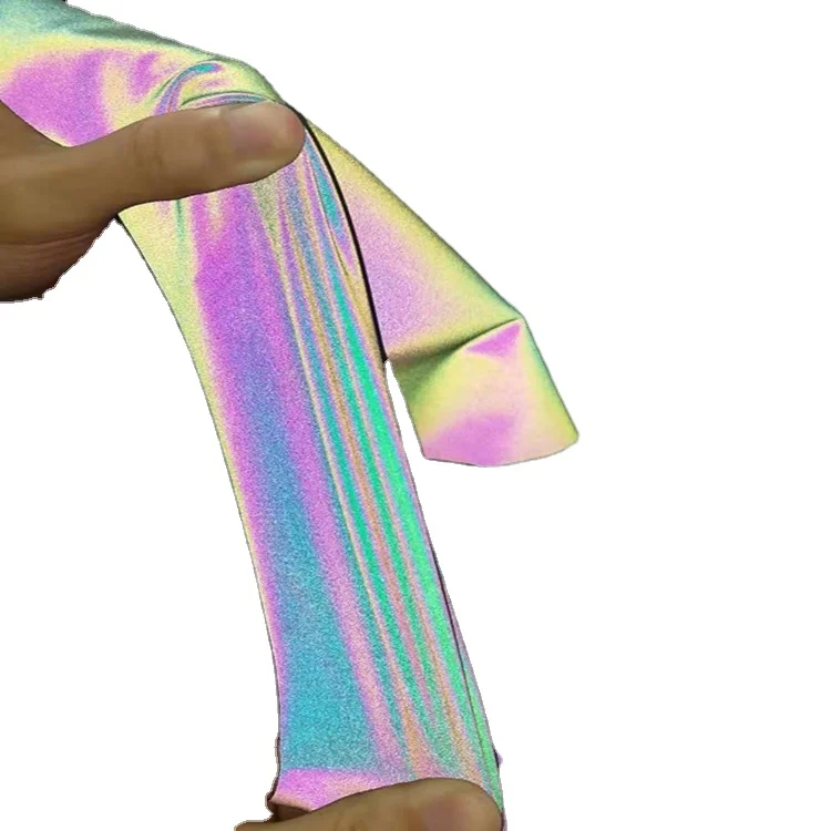 
Cheap fashionable clothing usage leather holographic iridescent fabric 