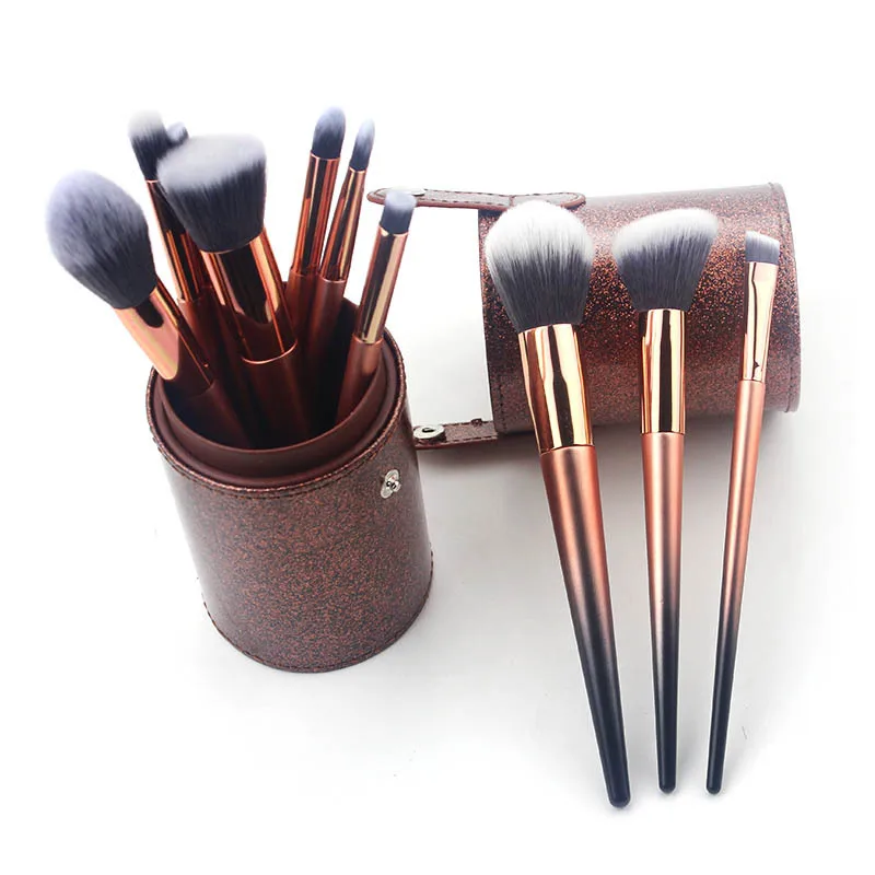 

3color Gradient Makeup Brush set with holder cylinder cosmetic case