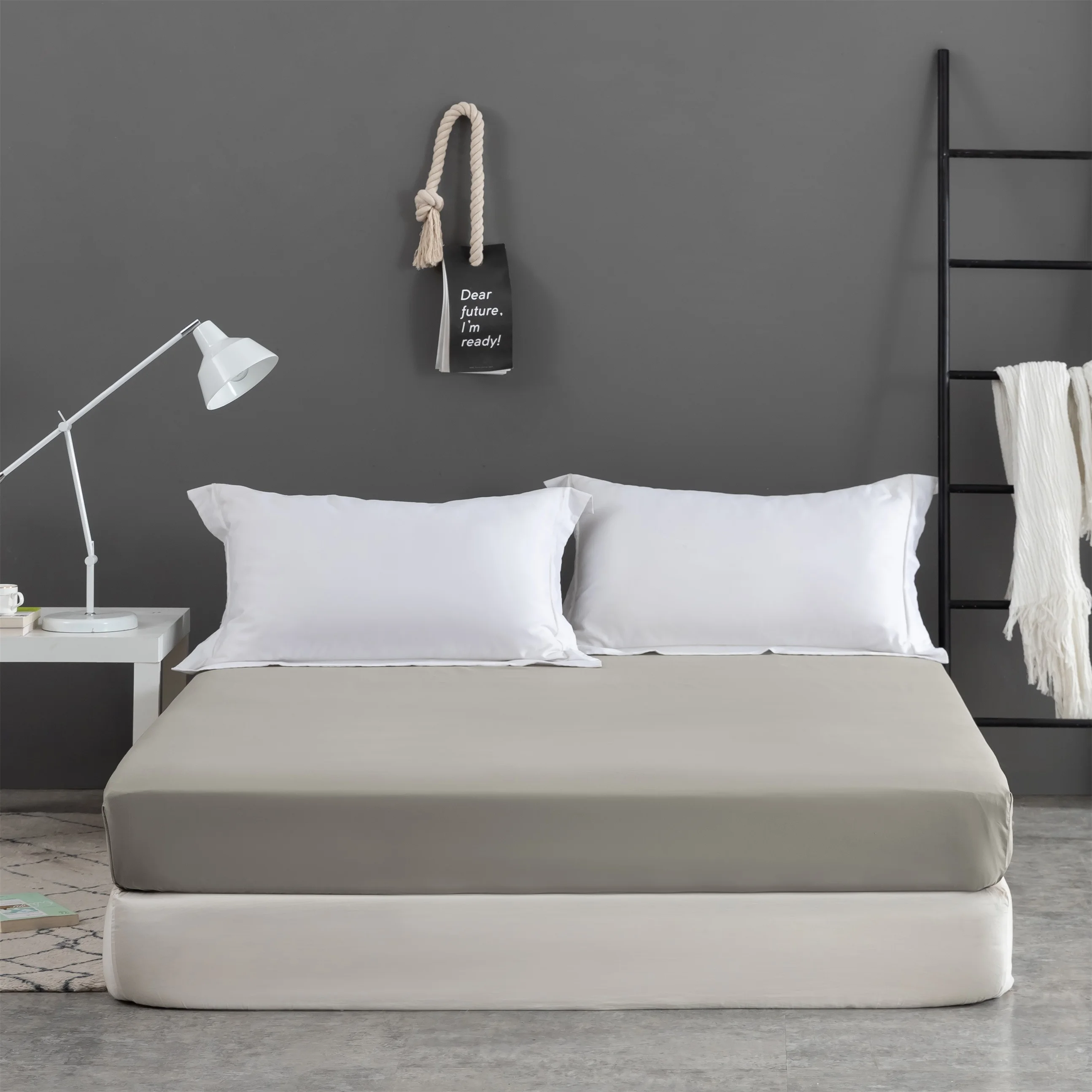 Mohap Home Textile Full Size Bulk Wholesale Light Blue Cotton Fitted