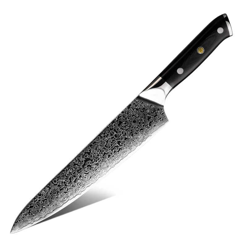 

8 Inch oem Knives 67 Layers AUS10 High Carbon Damascus Steel Knife G10 Handle Custom Logo Japanese Damascus Kitchen Cook Knife