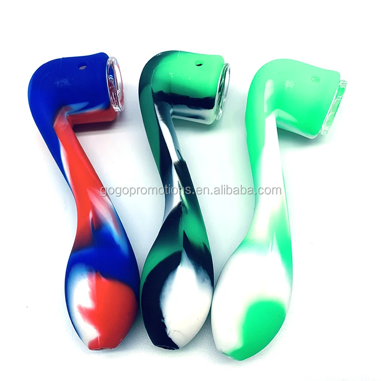 

Amazon Silicone Smoking Pipe with Glass Bowl Hot Sale Mixed Colors Bent Type 1pcs/opp 5.4inch 100pcs 86-13352872626 50g