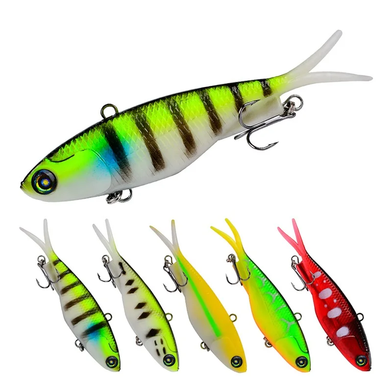 

Double tails soft lead fishing lure 15.5g 32.5g silicone bait with lead head inside, Various color