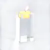 Christmas halloween tealight floor candle holder single Cuboid shaped acrylic clear small candle holder for wedding