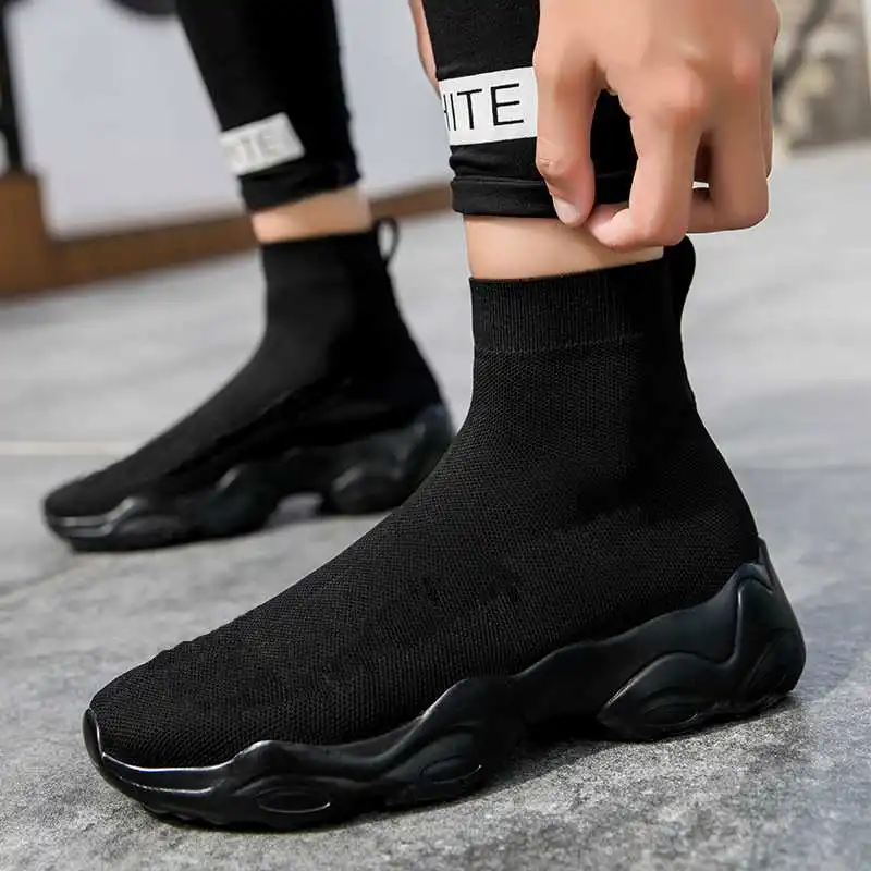 

Factory low price wholesale couple high top casual shoes trendy men's shoes breathable socks shoes, Customerized