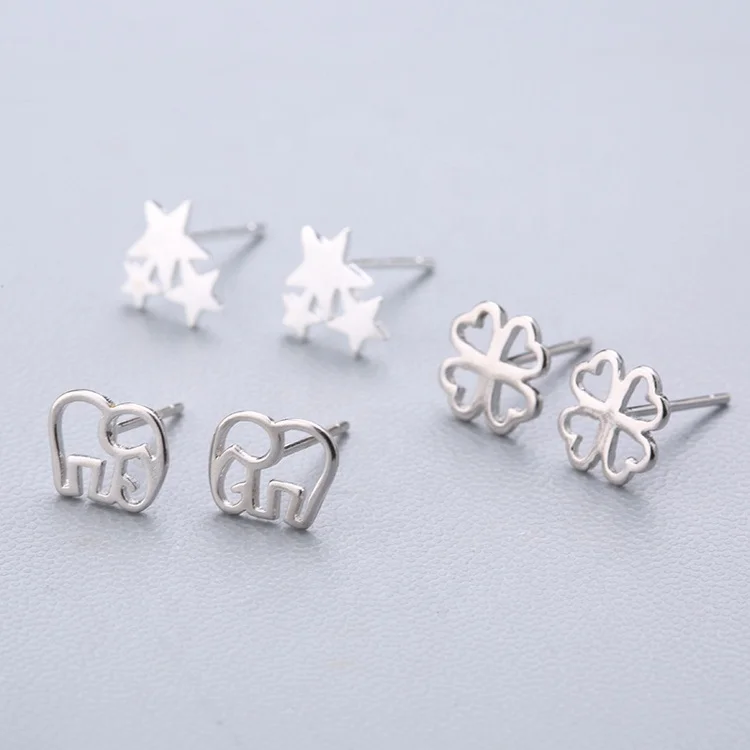 

Holiday gift 925 Silver Earring mismatching ear pin stud new fashion