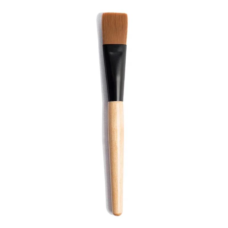 

2022 Hot Sales Wholesale Makeup Tools Brush Manufacturer Face Wood Long Handle Soft Brush Facial Mask Brush, Black