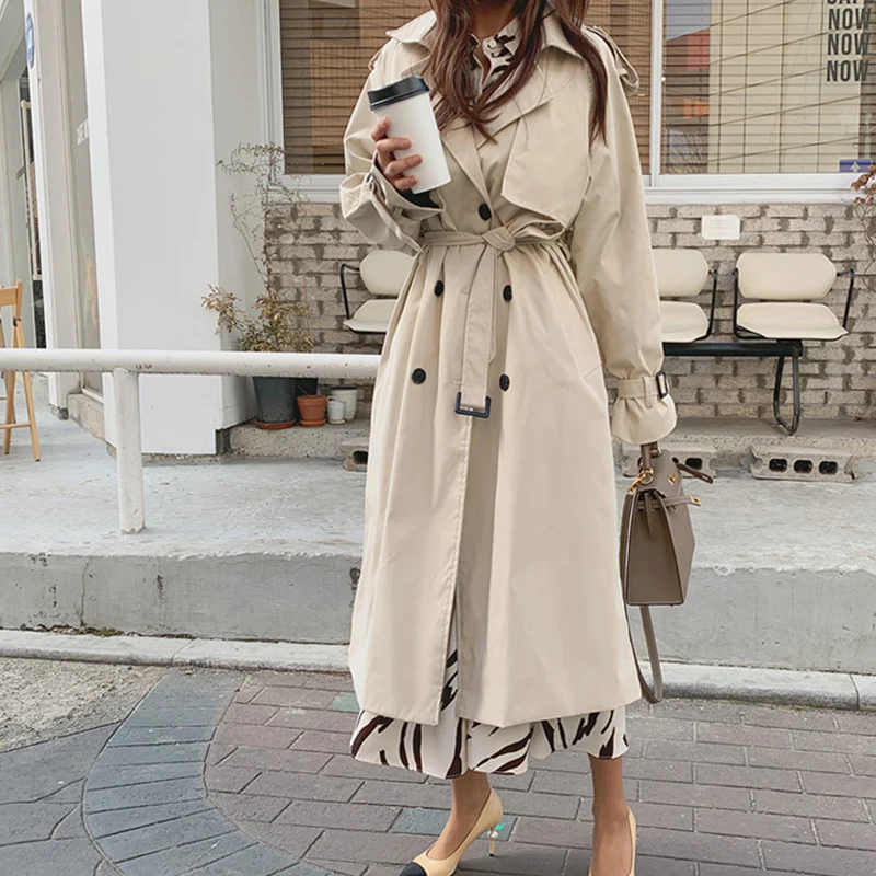 

OEm New 2022 Vintage Womens Long Trench Coats Plus size Oversized 100% Cotton Overcoats Windbreaker Abrigos Mujer