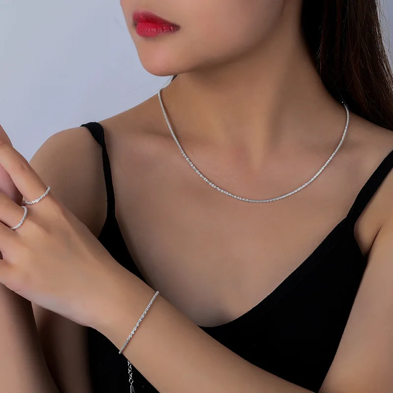 

Sparkling Glitter Necklace Starry Three-Piece S925 Sterling Silver Ins Female Light Luxury Temperament Chain, Picture shows