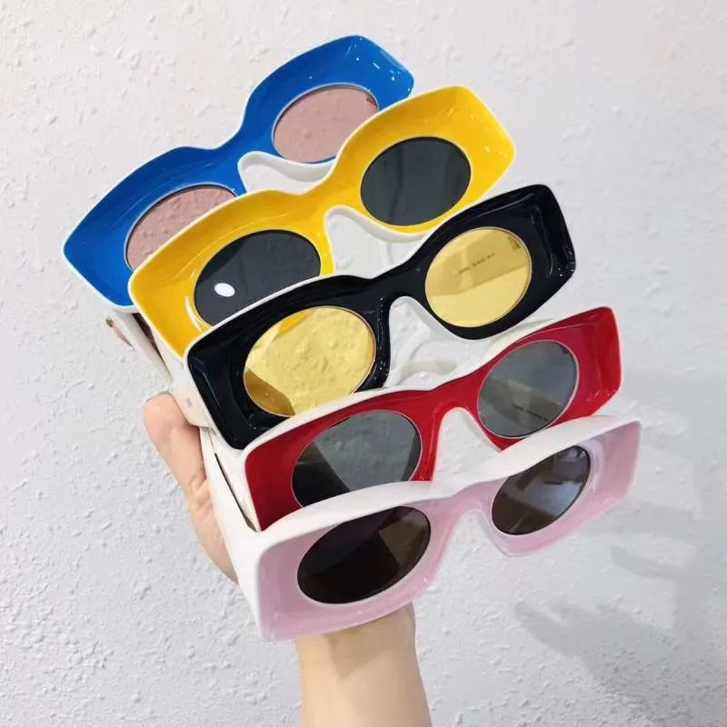 2022 Summer Luxury Fashion Sun Glasses square Hip-hop Oversized Thick Frame Women UV400 Sunglasses