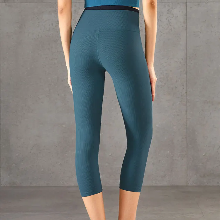 

Breathable Gym Wear Fashion High Waist Ribbed Seamless Tights Leggings For Women