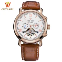 

Custom Logo Genuine Leather Strap Luxury Wrist 3ATM Water Resistant Full Automatic Analog Men Watches