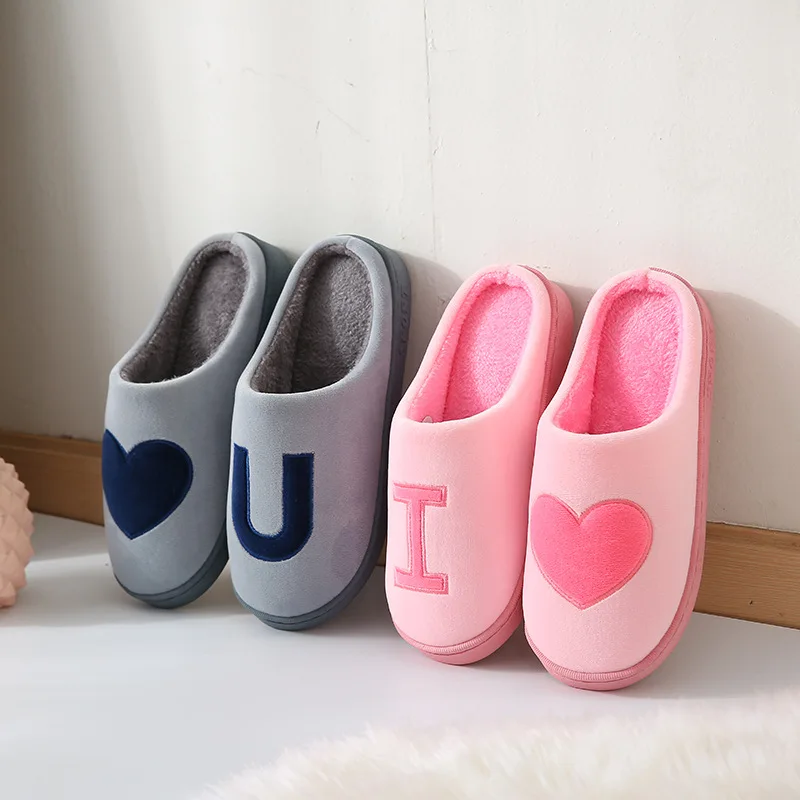 

couple home indoor love women warm non-slip plush cute cotton Winter cotton slippers