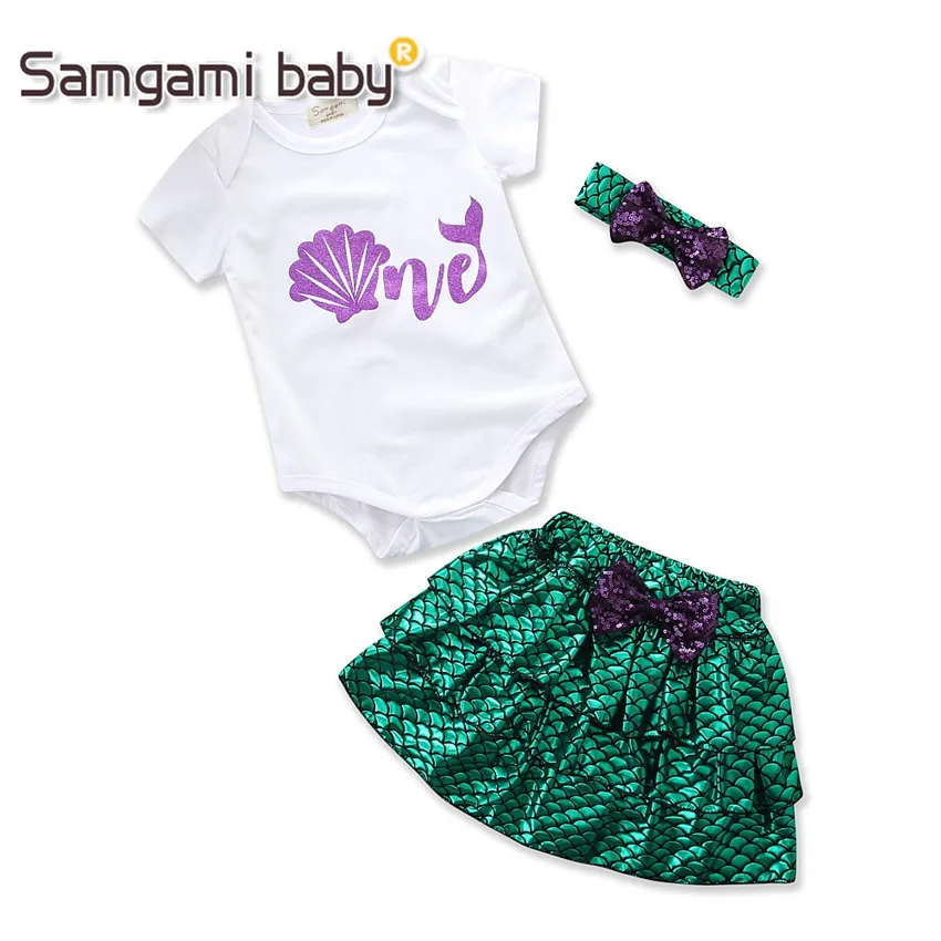 

Foreign trade children wear fashionable girl suit lovely mermaid clothes short skirt headdress baby onesie for wholesale, As pic shows, we can according to your request also