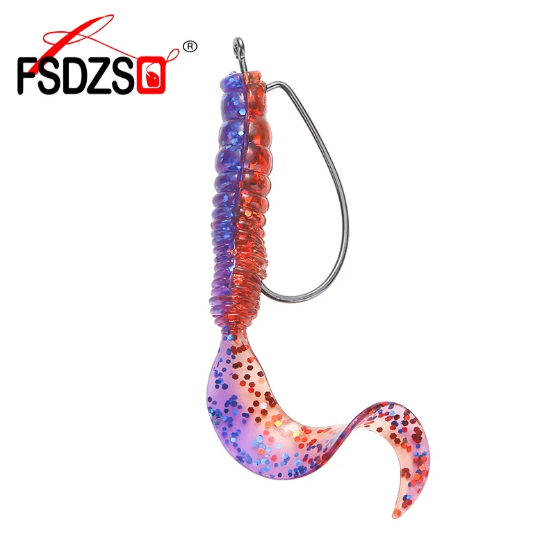 

Soft Fishing Lure 65mm/2g 8pcs/pack 75mm/3g 7pcs/pack Curly Tails Silicone Jigging Wobblers Lures, 10colors to choose