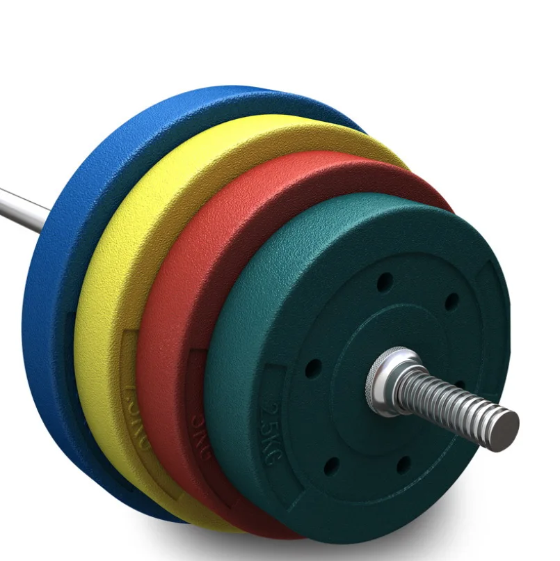 涂层小孔杠铃家用5kg10kg15kg健身色环保男女通用哑铃
