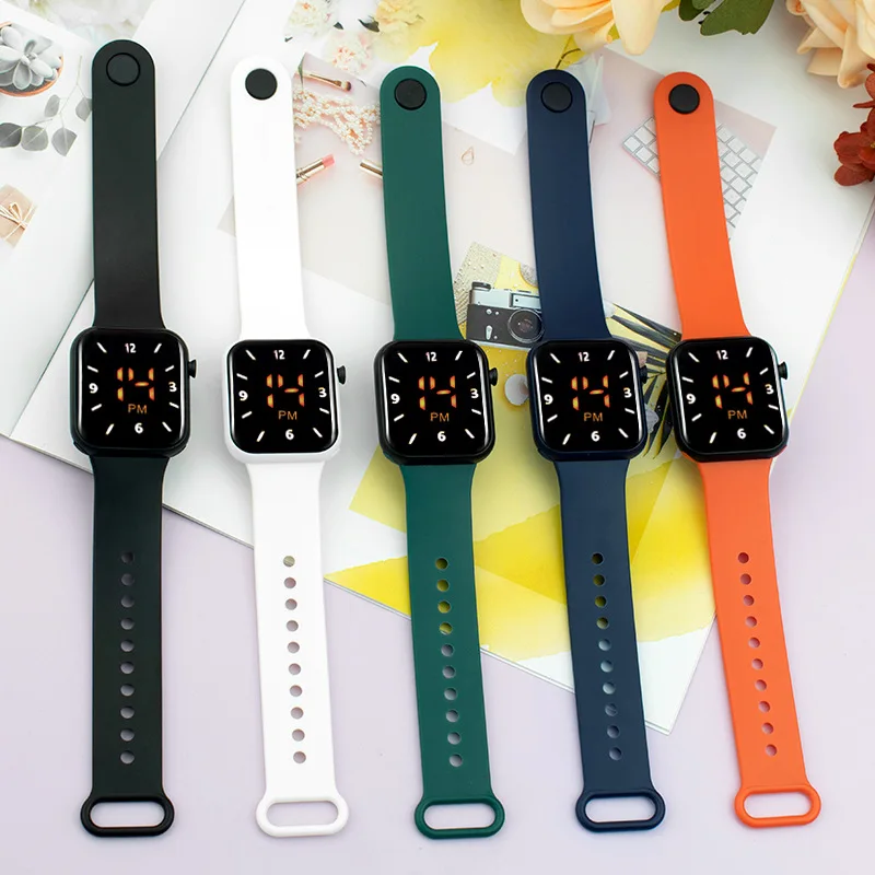 

Latest Popular Design Square Shape Luminous Led Sport Wrist Watches Fashionable Silicone Strap Digital Watches Other Watches LED, 6 colors