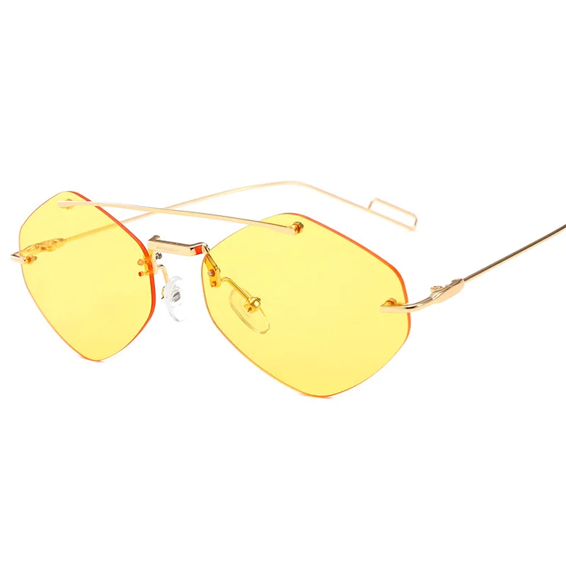 

2021 Hot Sale Brand Trendy Rimless Diamond Lens Street Shot Sunglasses, 6 colors