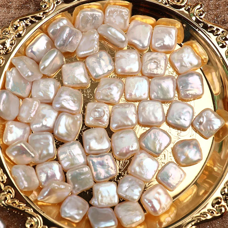 9-10mm Natural Baroque Square Loose Beads Diy Ring Accessories Fresh Water Pearl Earrings Jewelry Accessory