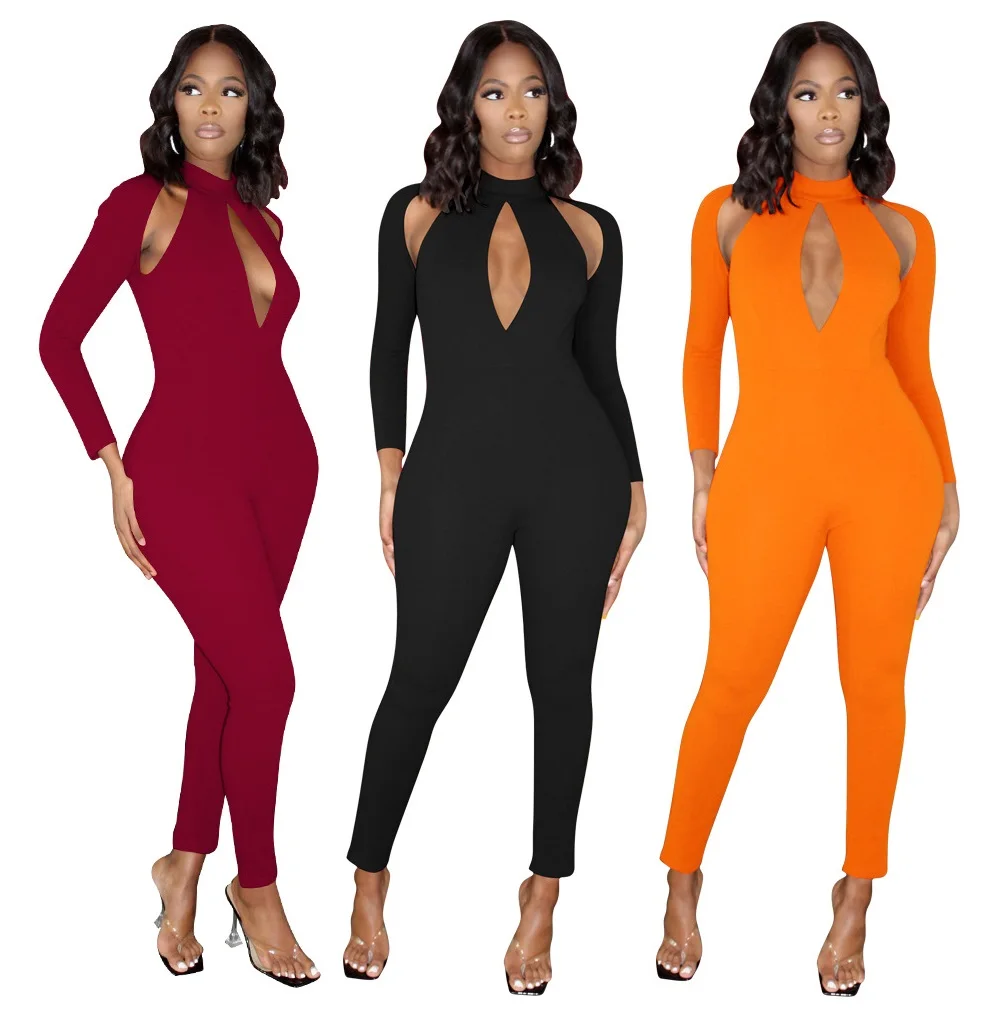 

Clothing Suppliers Designer Elegant Red Bodysuit With Invisible Zipper Cutout Black Sexy Jumpsuit