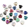 Custom Colors Silver Base Claw Garment Decoration 3 Claws 6 Holes Triangular Shield Shape Sew On Rhinestone for Diy Handmaking