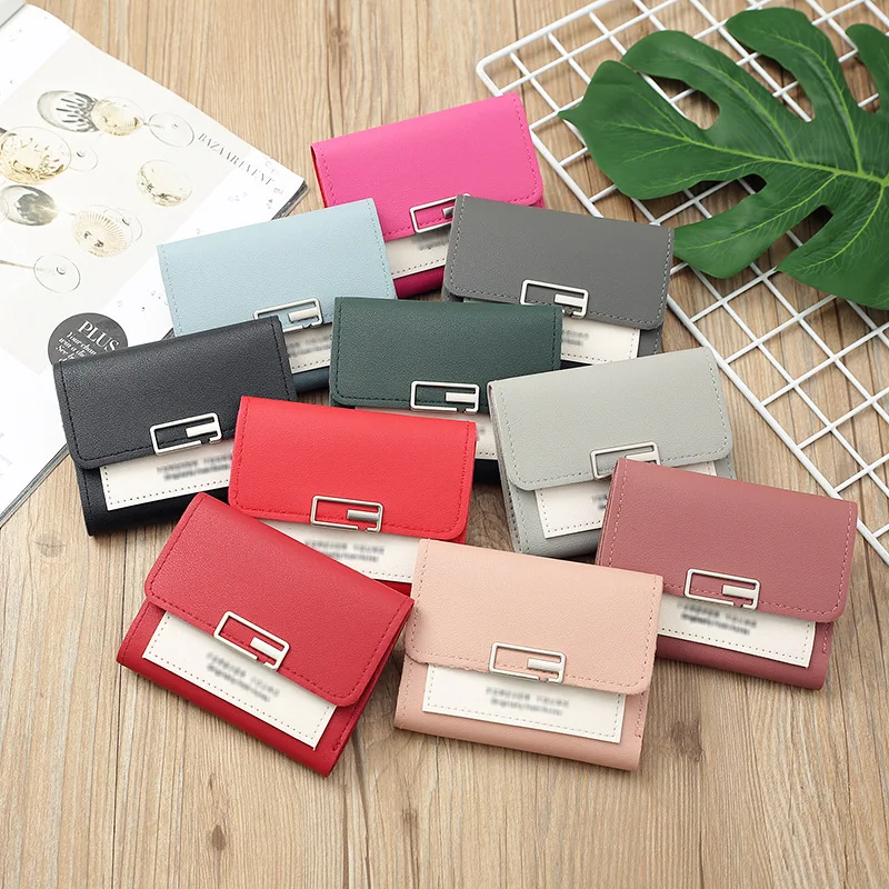 

New Korean Style Fashion Short Mini Key Chain Mini Coin Purse Letter Card Holder Color Small Bag Wallet For Woman