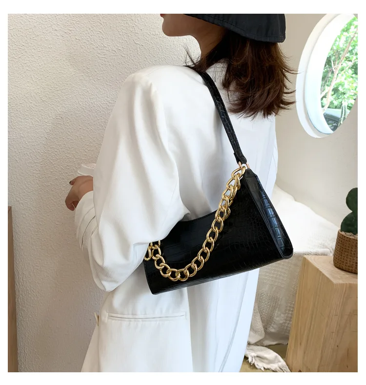 

Bag Girl spring summer 2020 new fashion versatile alligator pattern French small single shoulder mobile phone shopping bag, Colorful